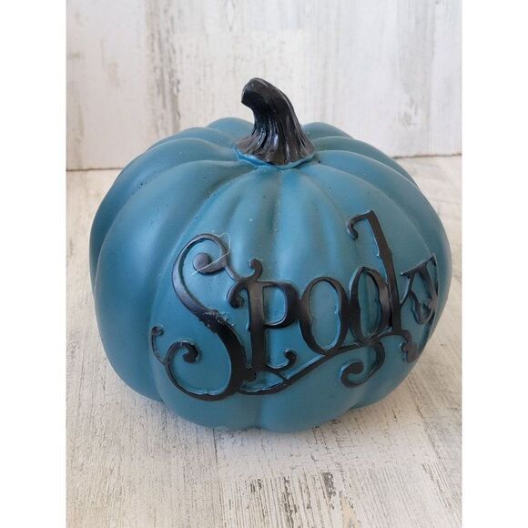 Dark blue spooky pumpkin Halloween fall prop decor home - Picture 2 of 7